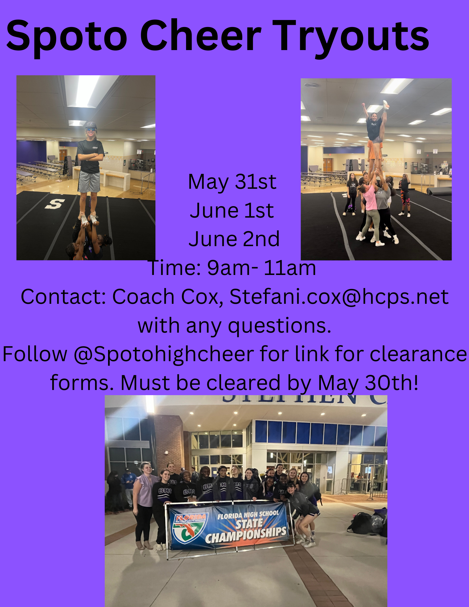  Tryouts May 31st - June 1st